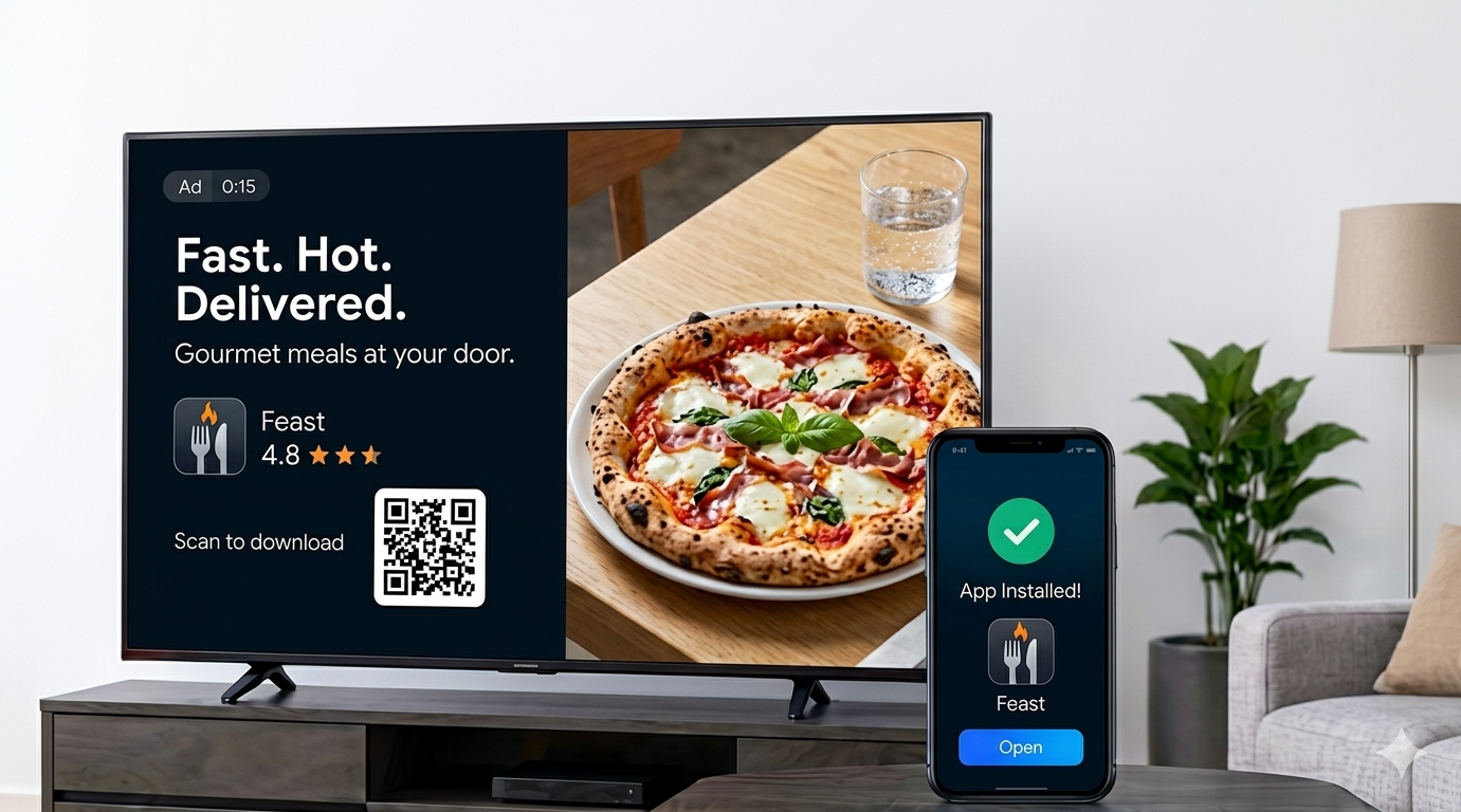 Connected TV app install advertising mockup